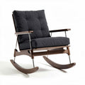Fauteuil à bascule en bois brun avec coussins en tissu gris 80 x 80 x 90cm
