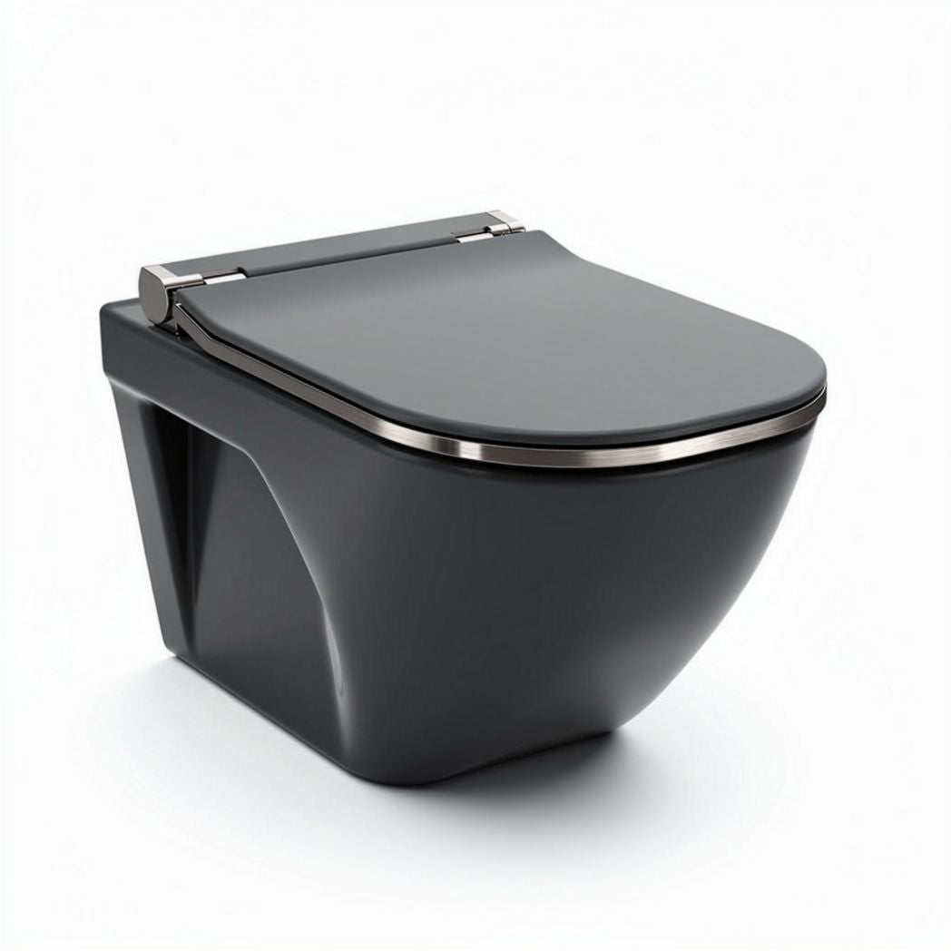Toilette suspendue en céramique noire 38 x 50 x 30cm avec abattant doux