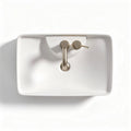 Lavabo en céramique blanche avec robinet en acier inoxydable 40 x 25 x 10cm