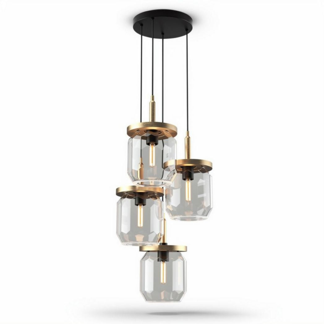 Suspension en verre et métal doré pour salle à manger 20 x 20 x 70cm