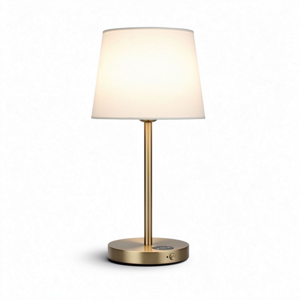 Lampe de table en métal doré avec abat-jour en tissu blanc 30 x 30 x 60cm