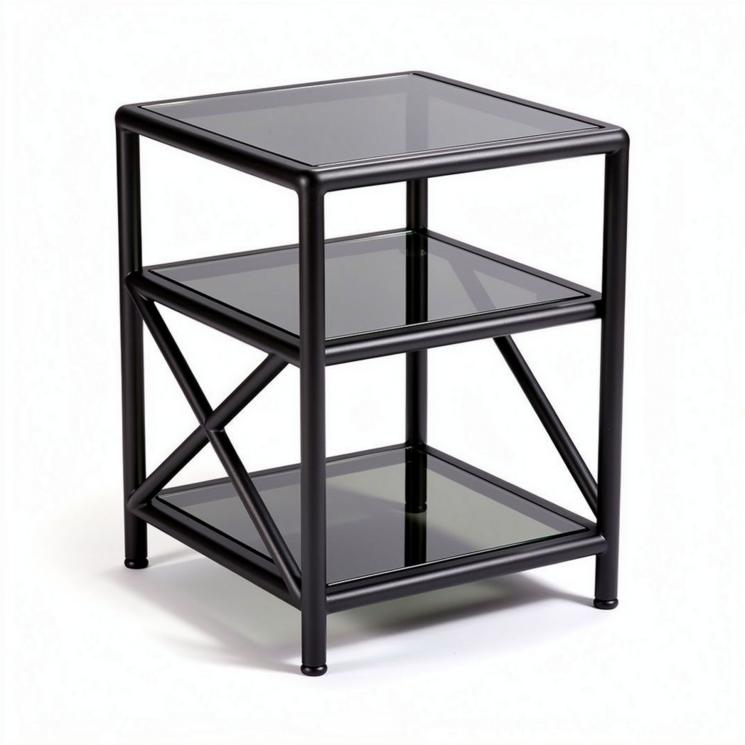 Table d'appoint en verre noir et métal dimensions 50 x 50 x 60 cm