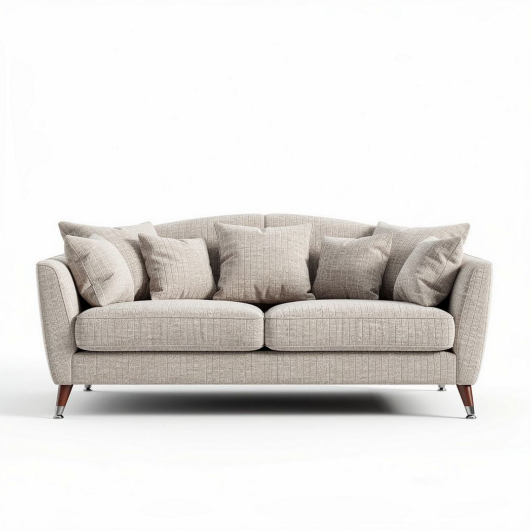Canapé en tissu beige avec coussins inclus dimensions 200 x 90 x 85cm