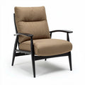 Fauteuil en tissu beige avec structure en bois noir 75 x 75 x 90cm