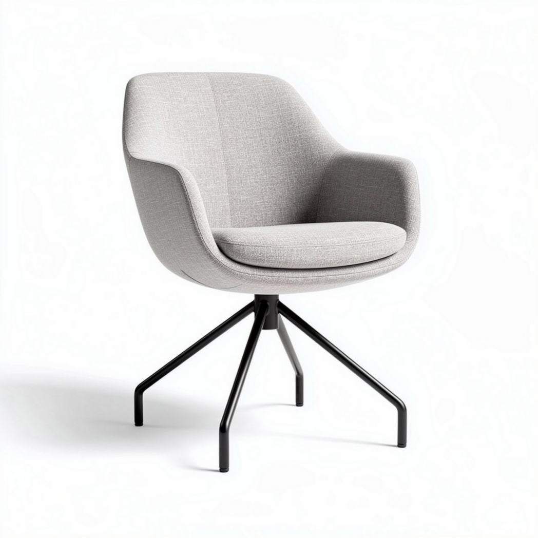 Chaise d'appoint en tissu gris avec pieds en métal noir 70 x 70 x 85cm